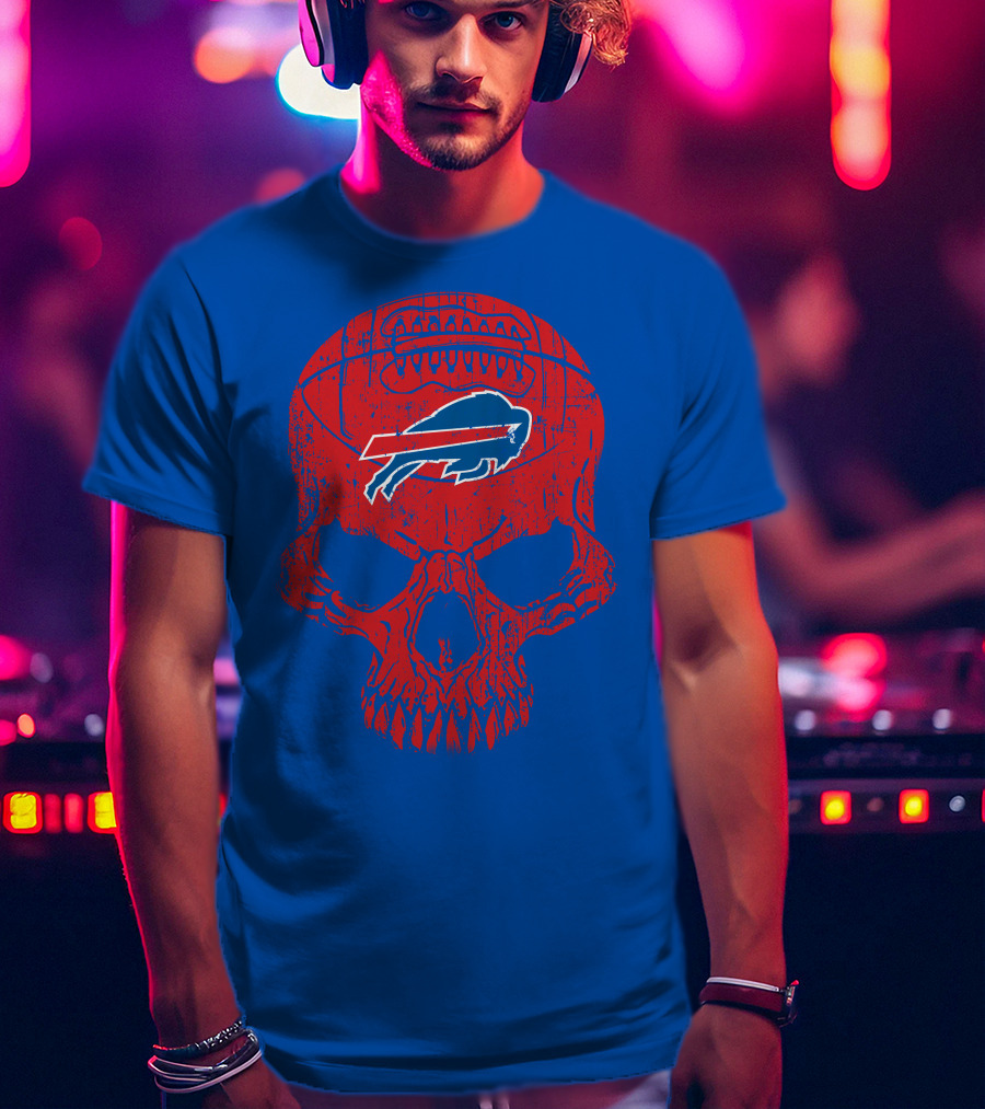 Buffalo Bills Skull Logo Football T-Shirt