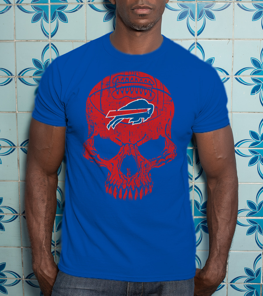 Buffalo Bills Skull Logo Football T-Shirt