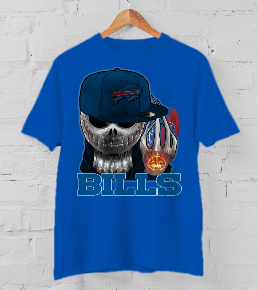 Jackskull Buffalo Bills NFL Skeleton Pumpkin Halloween T-Shirt