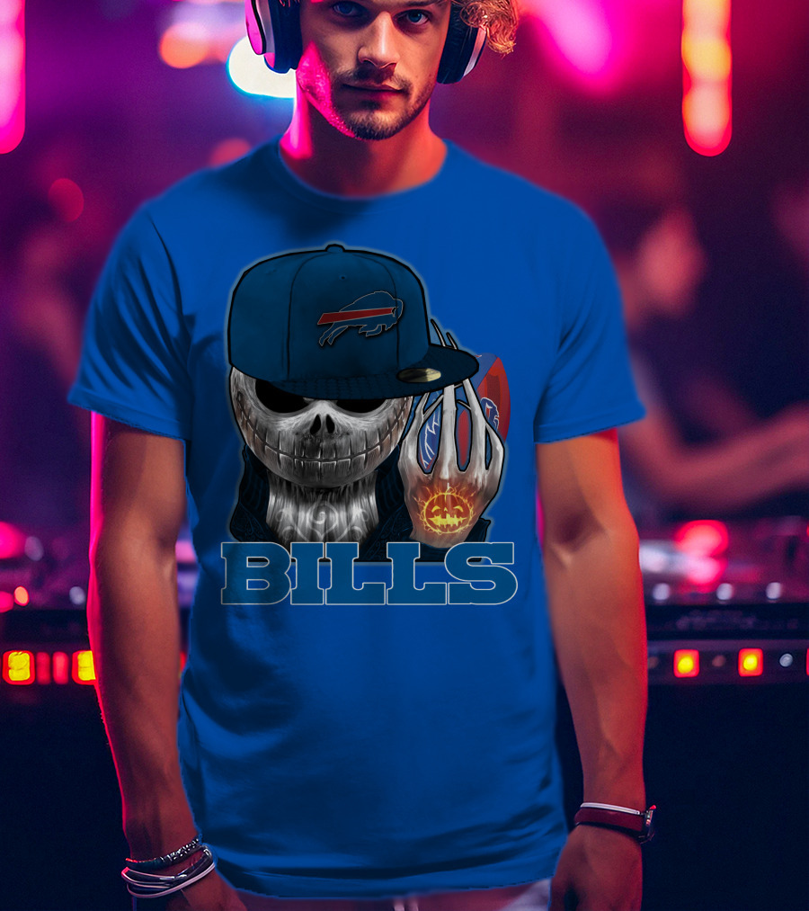 Jackskull Buffalo Bills NFL Skeleton Pumpkin Halloween T-Shirt