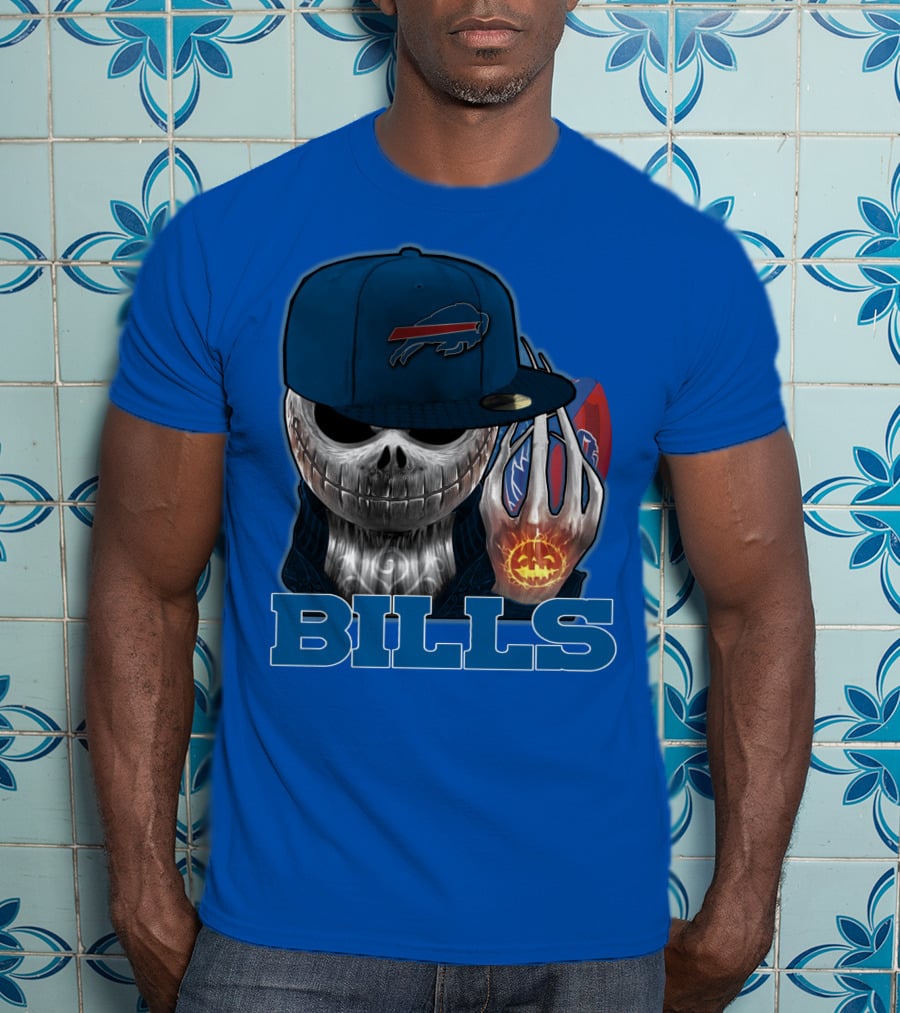 Jackskull Buffalo Bills NFL Skeleton Pumpkin Halloween T-Shirt