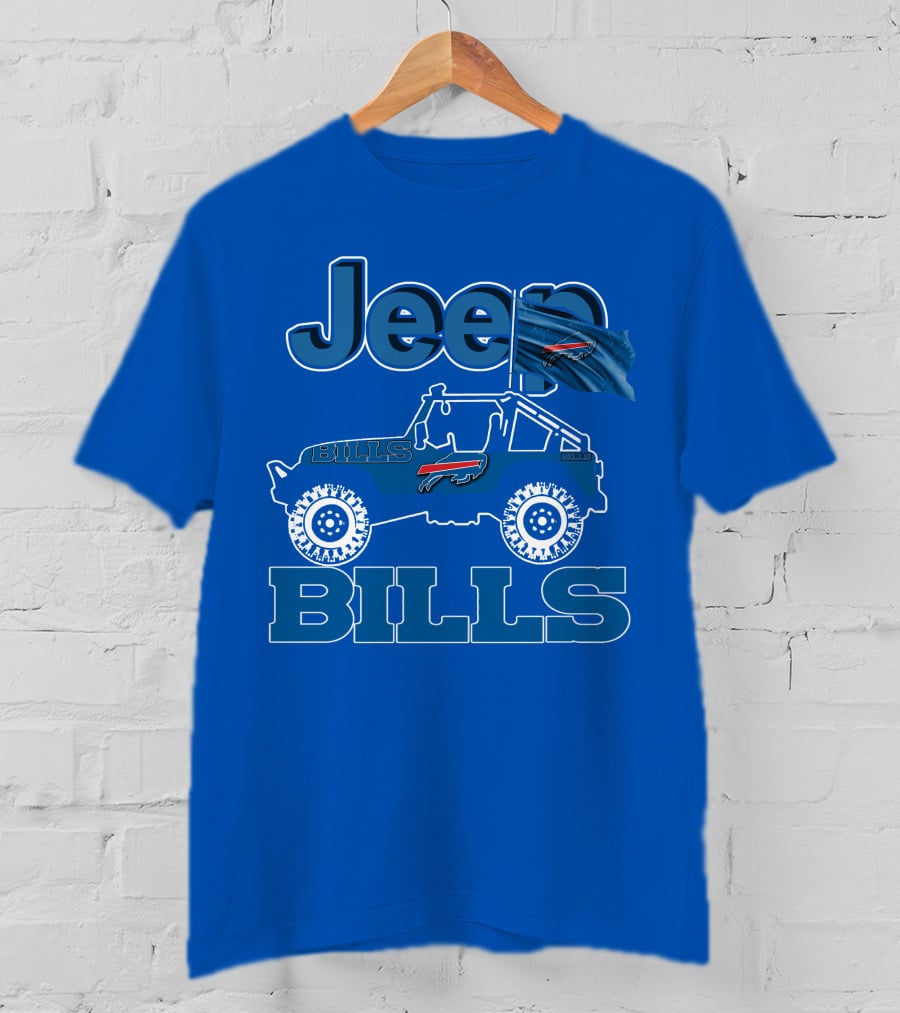 Jeep Bills Buffalo Logo Design With Flag T-Shirt