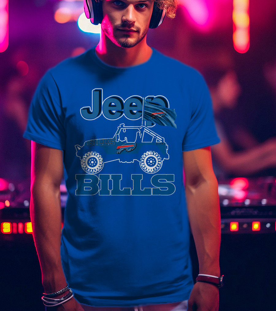 Jeep Bills Buffalo Logo Design With Flag T-Shirt