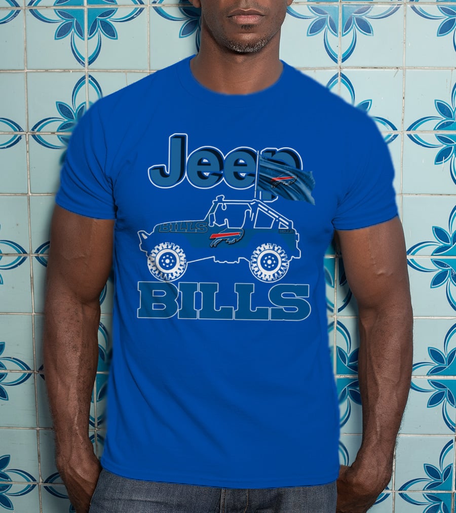 Jeep Bills Buffalo Logo Design With Flag T-Shirt