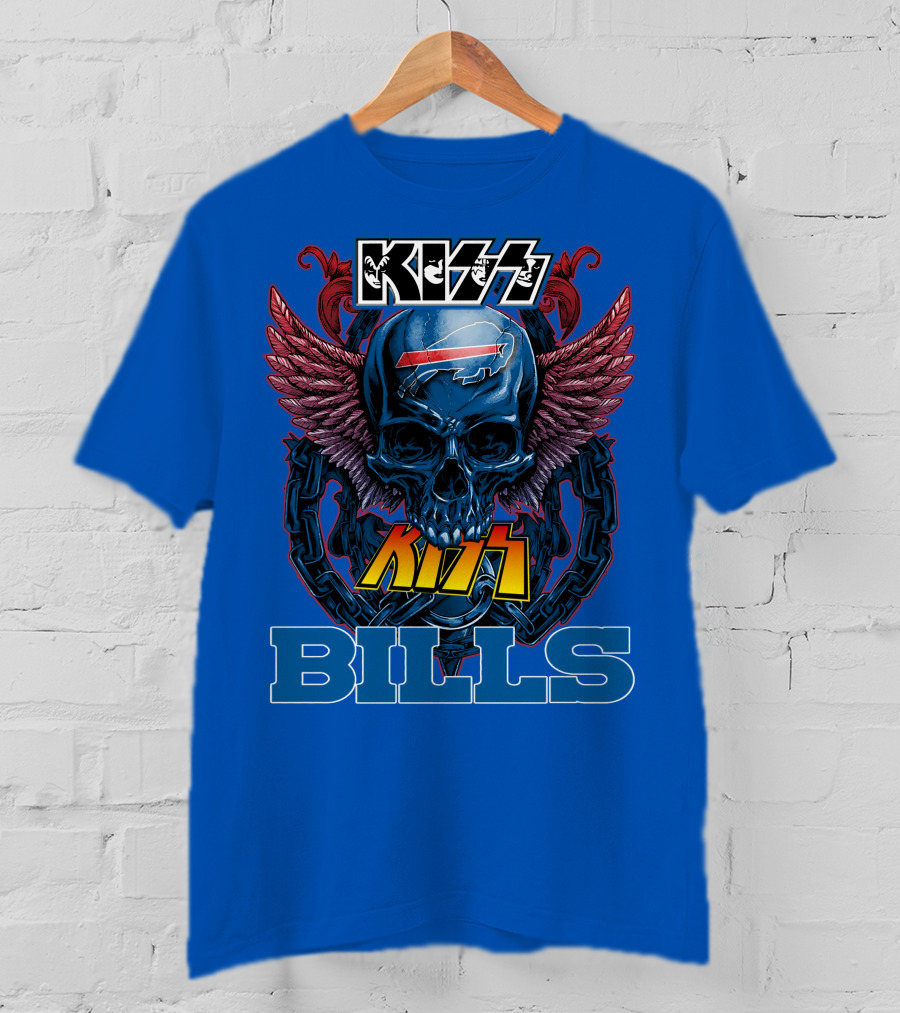 Kiss Bills Buffalo Bills Skull Winged T-Shirt