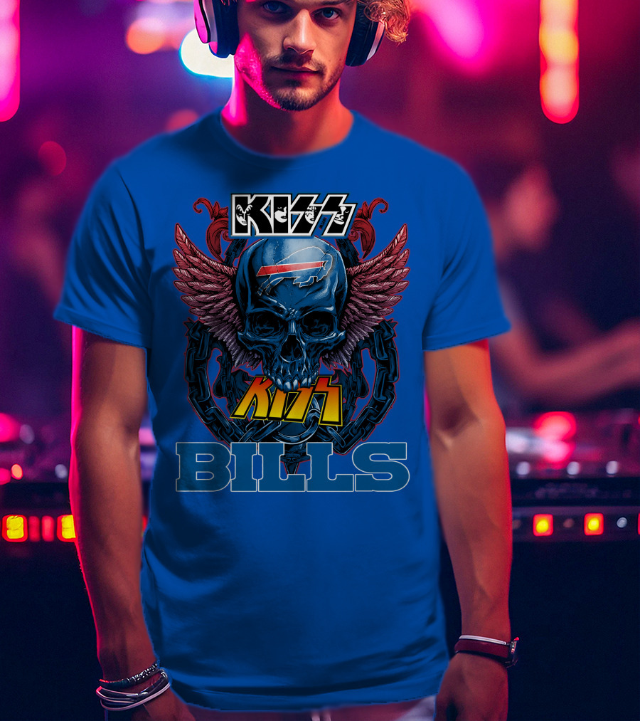Kiss Bills Buffalo Bills Skull Winged T-Shirt
