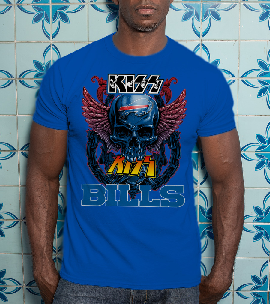 Kiss Bills Buffalo Bills Skull Winged T-Shirt