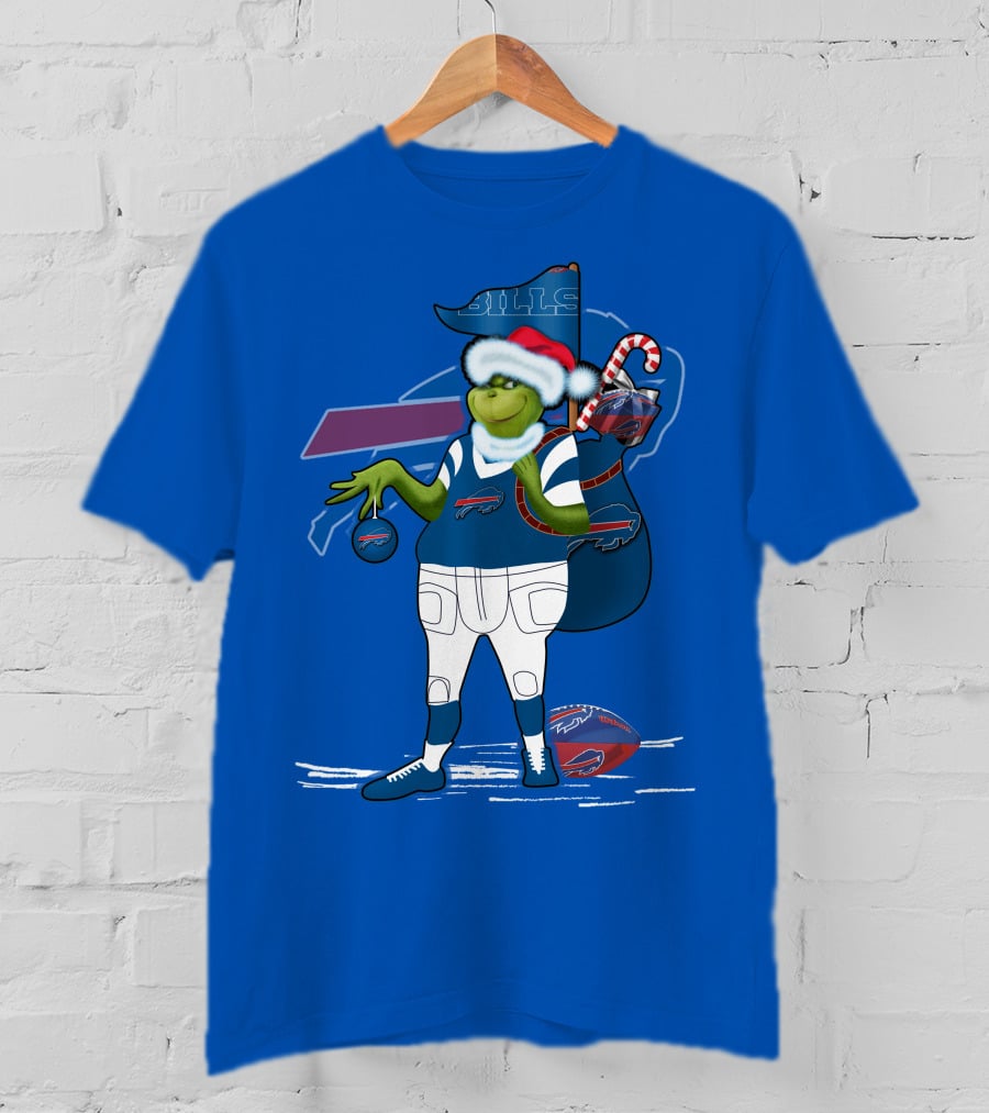Grinchxmas Buffalo Bills Christmas Santa Football T-Shirt