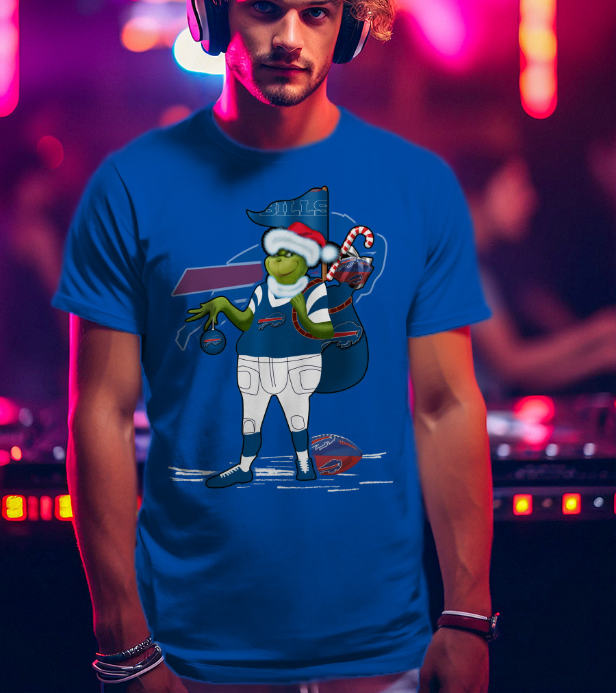 Grinchxmas Buffalo Bills Christmas Santa Football T-Shirt