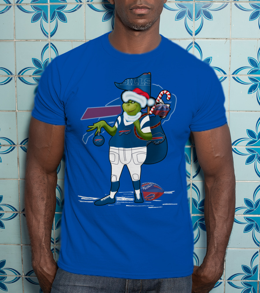 Grinchxmas Buffalo Bills Christmas Santa Football T-Shirt