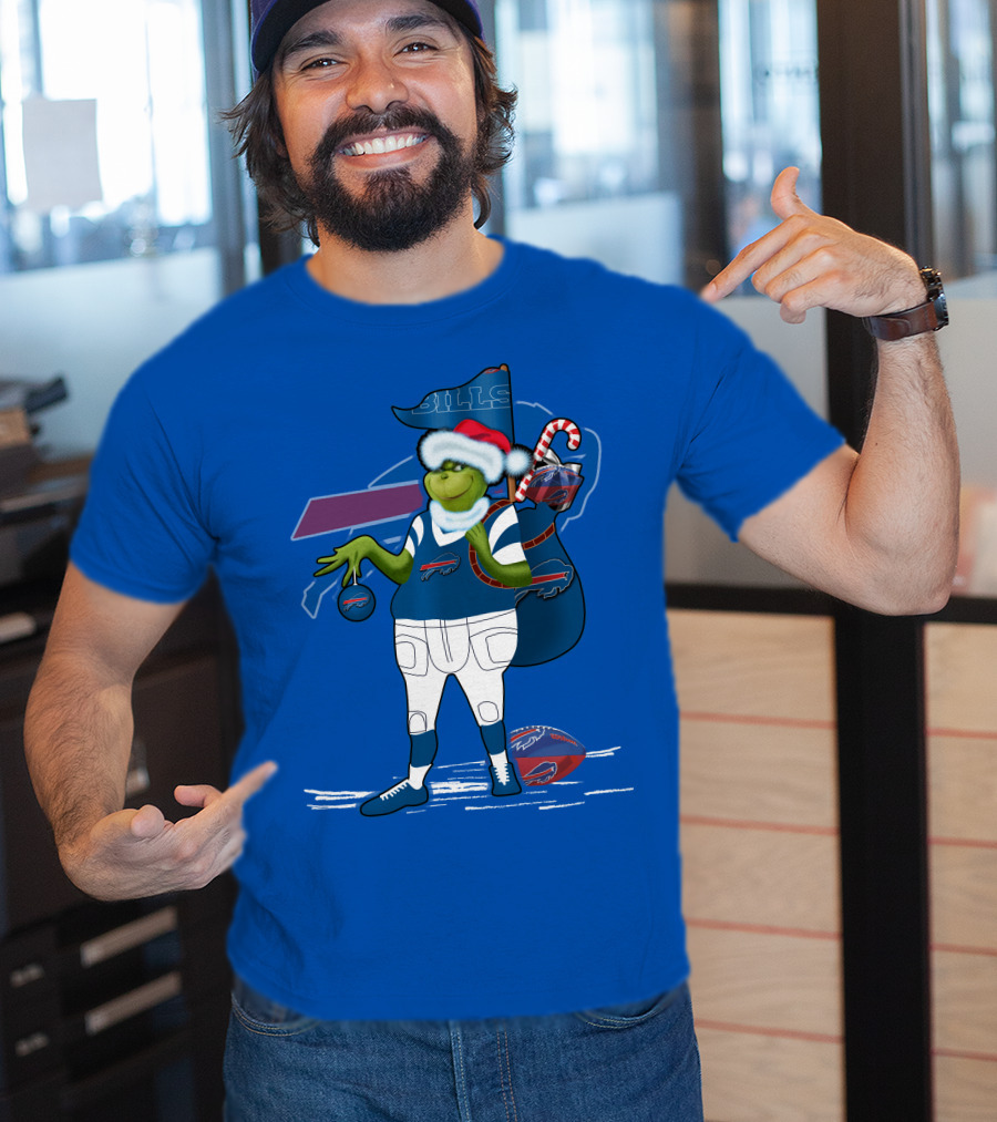 Grinchxmas Buffalo Bills Christmas Santa Football T-Shirt