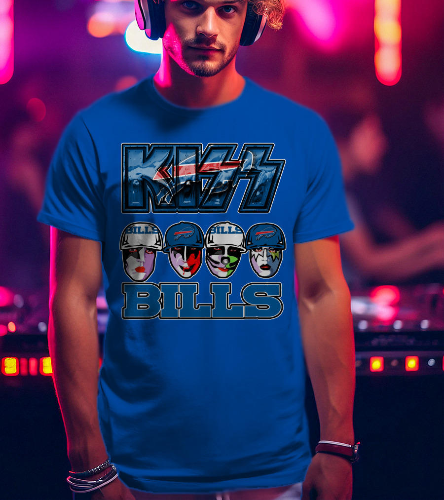 Kiss Buffalo Bills Helmets Face Paint Band Style T-Shirt