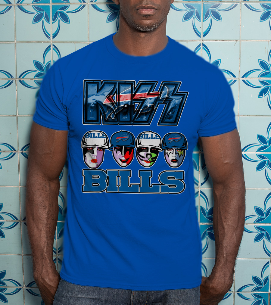 Kiss Buffalo Bills Helmets Face Paint Band Style T-Shirt