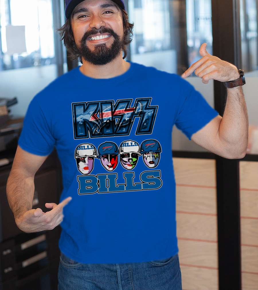 Kiss Buffalo Bills Helmets Face Paint Band Style T-Shirt