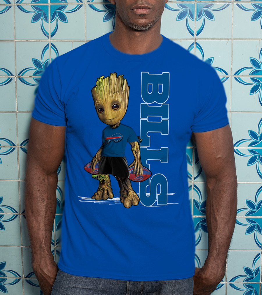 Groot Buffalo Bills Nfl Fan With Team Football Board T-Shirt