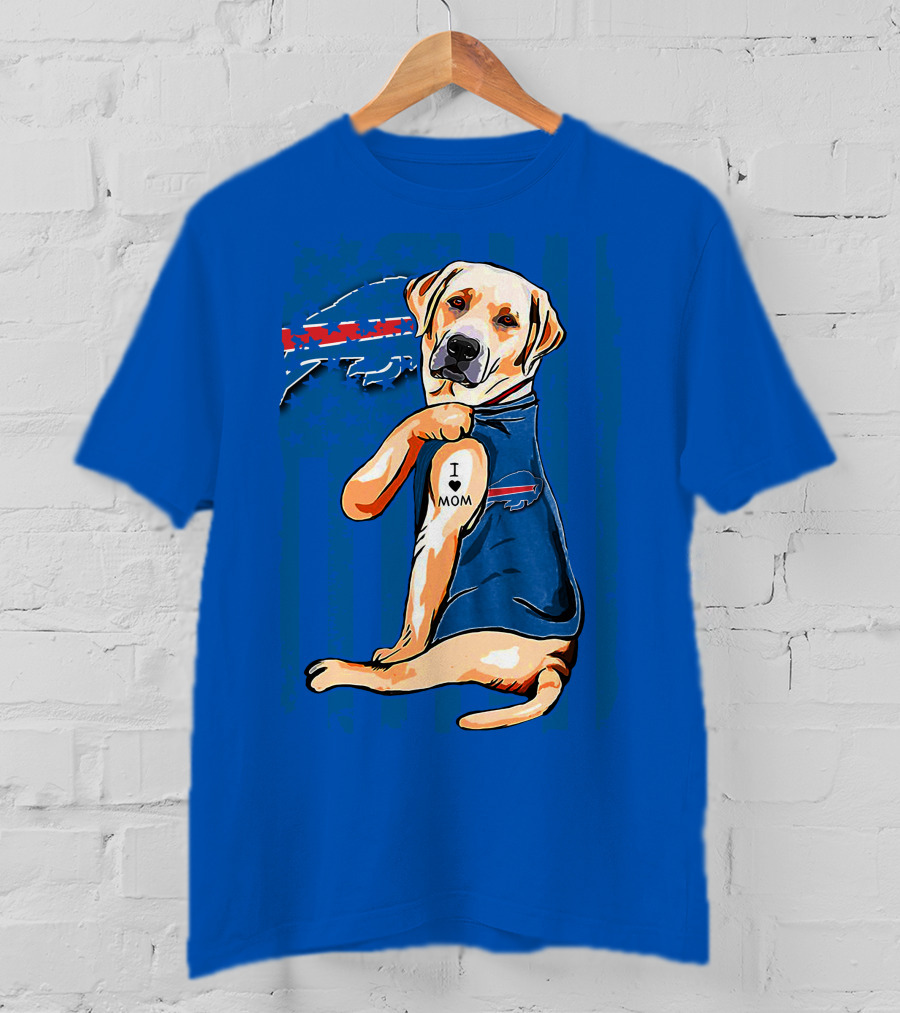 Labrador Retriever I Love Mom Buffalo Bills T-Shirt