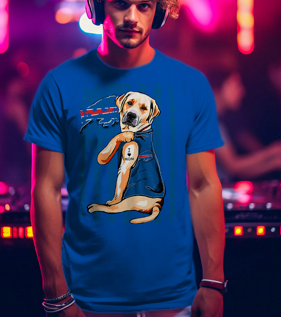 Labrador Retriever I Love Mom Buffalo Bills T-Shirt