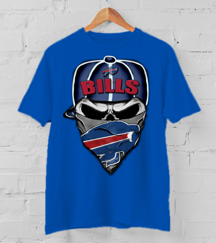 Buffalo Bills Skull Bandana Nfl Fan Skullcap T-Shirt