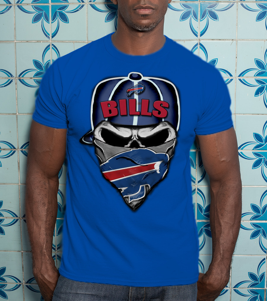 Buffalo Bills Skull Bandana Nfl Fan Skullcap T-Shirt