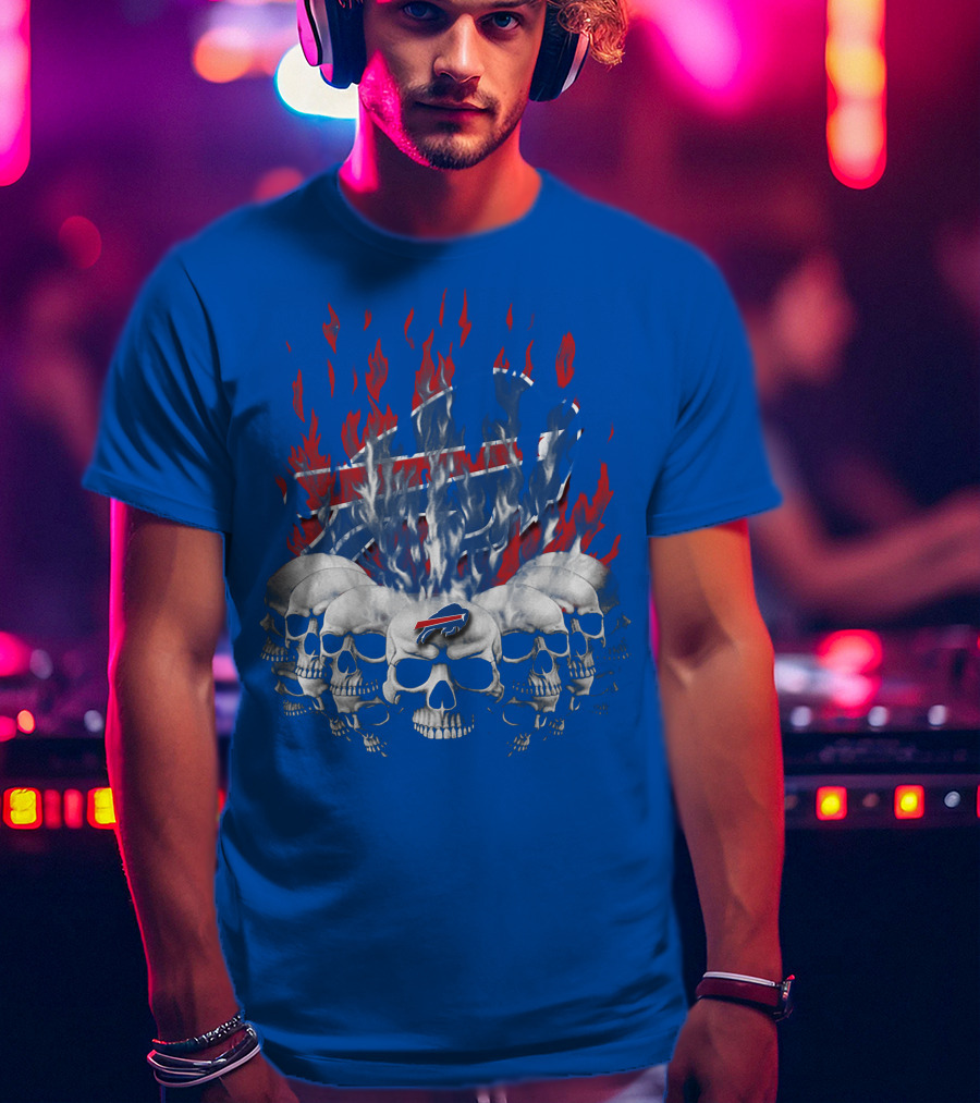 Buffalo Bills Skull Flames 43 Nfl Team T-Shirt
