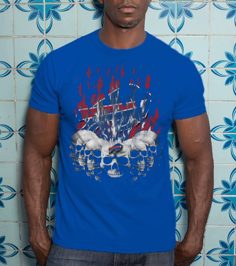 Buffalo Bills Skull Flames 43 Nfl Team T-Shirt