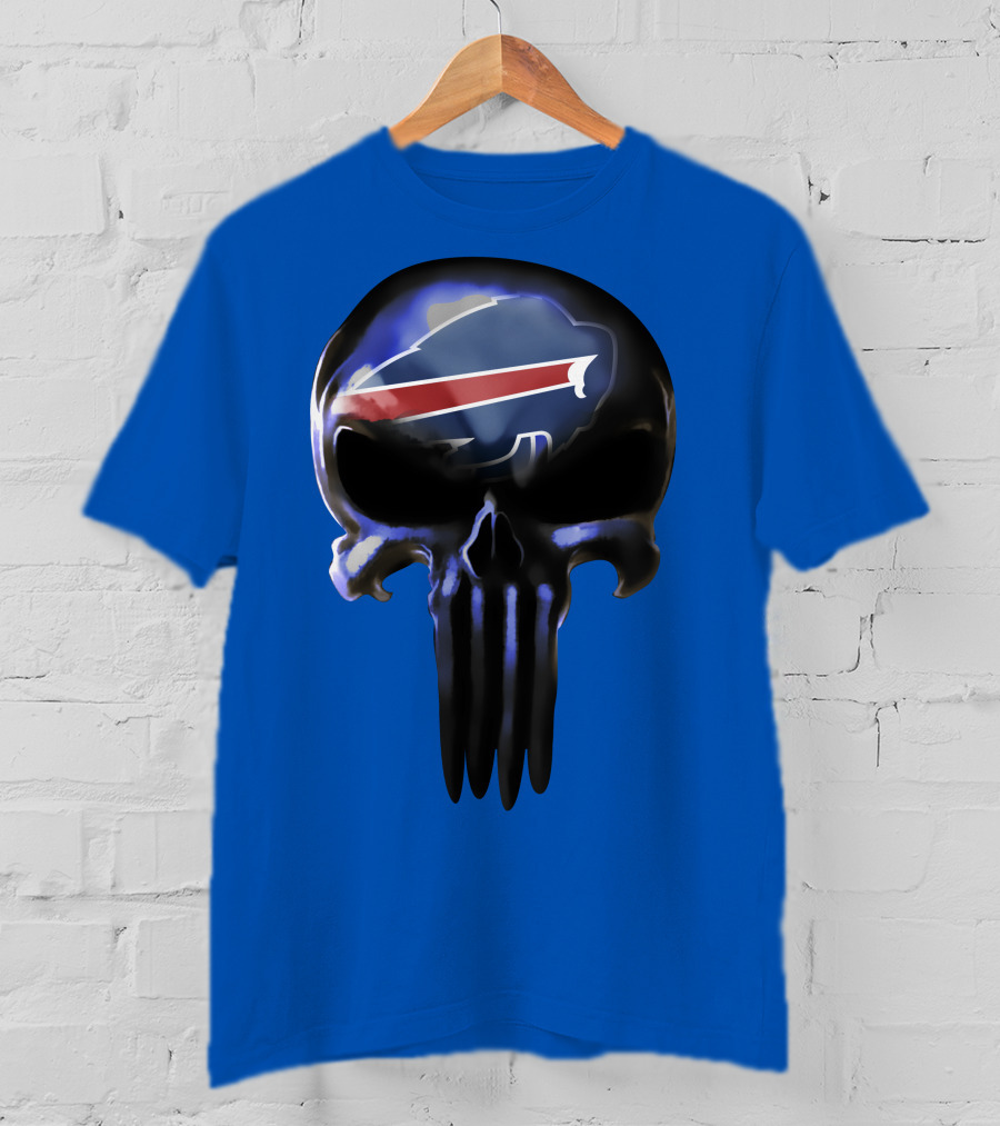 Buffalo Bills Nfl Skull Logo 49 Blue T-Shirt