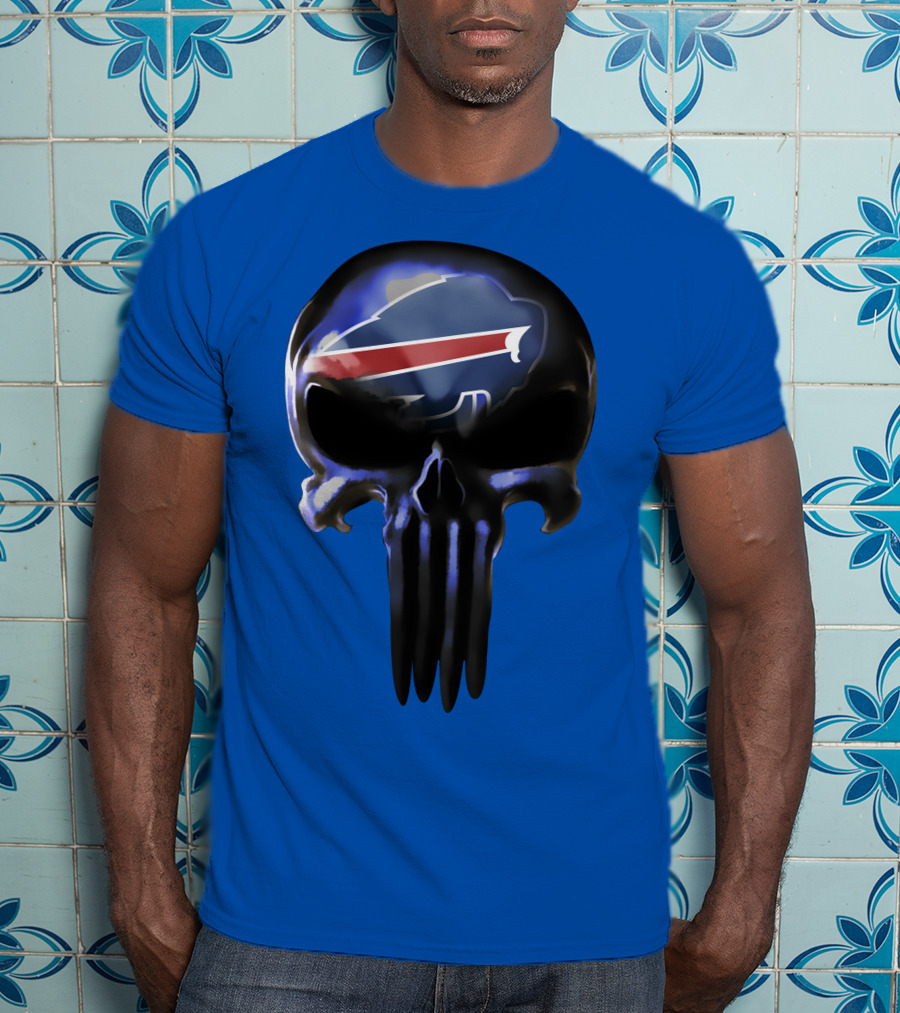 Buffalo Bills Nfl Skull Logo 49 Blue T-Shirt