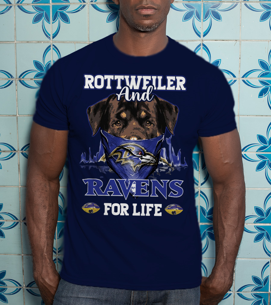 Rottweiler And Ravens For Life Baltimore Ravens T-Shirt
