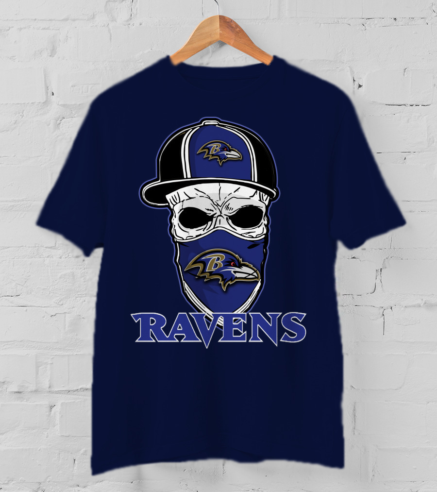 Baltimore Ravens Skull Cap Logo T-Shirt