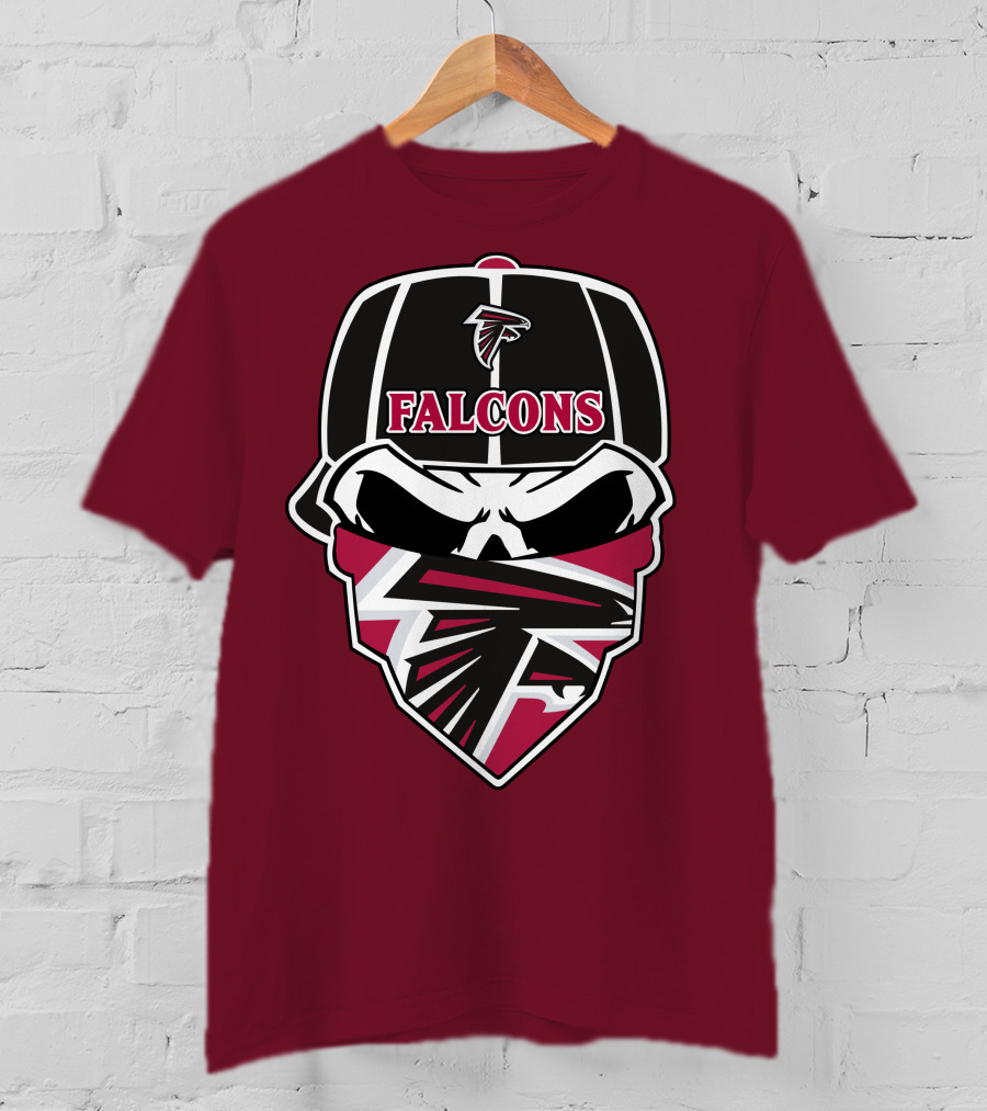 Atlanta Falcons Logo Skull With Hat And Bandana T-Shirt