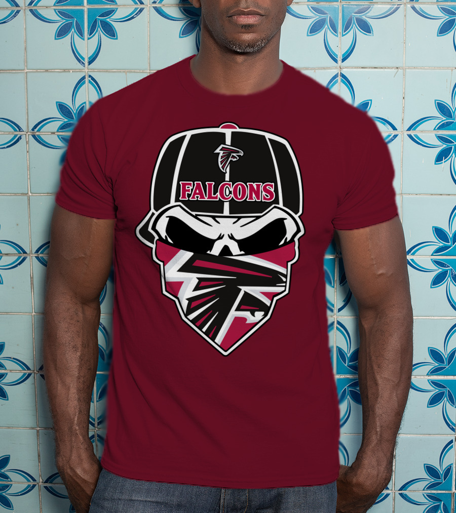 Atlanta Falcons Logo Skull With Hat And Bandana T-Shirt