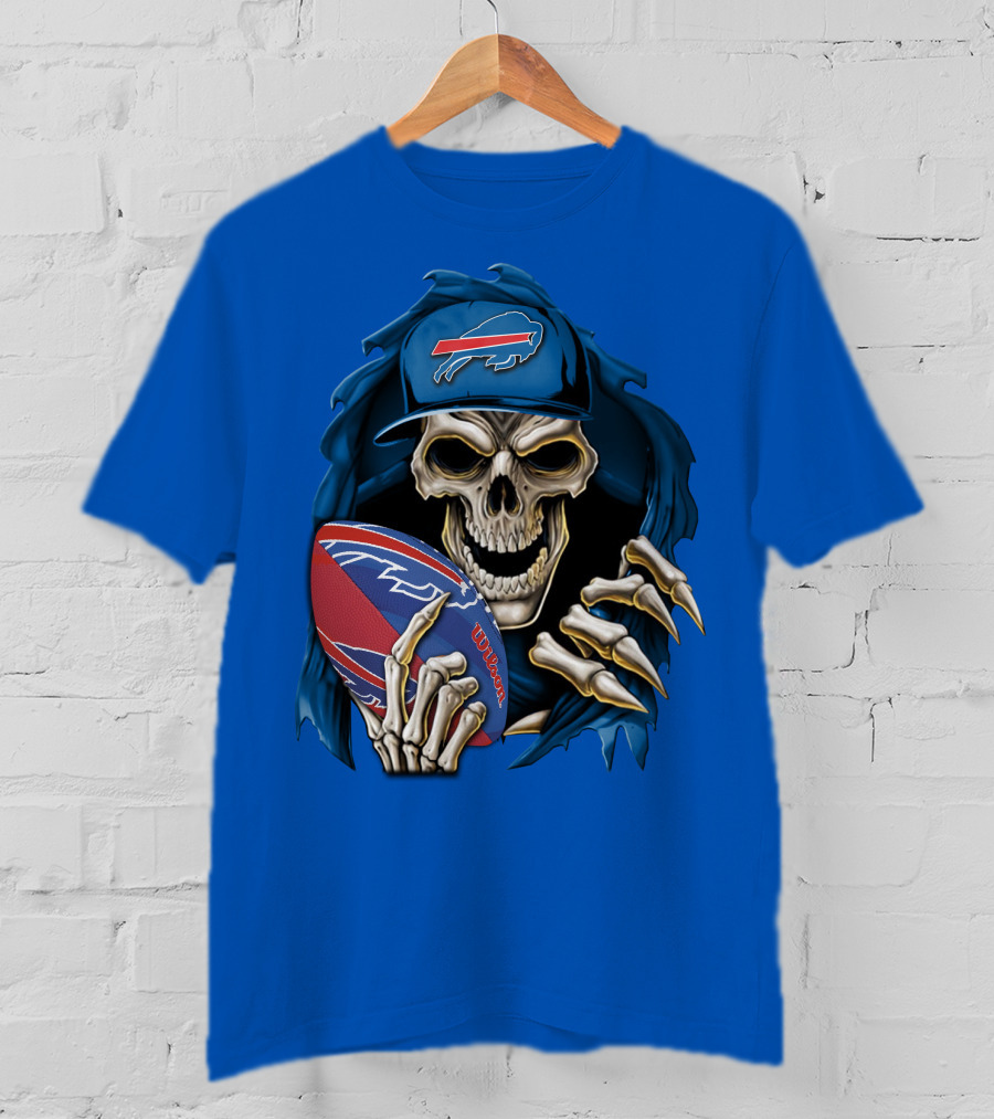 Buffalo Bills Skullbong Skeleton Football T-Shirt