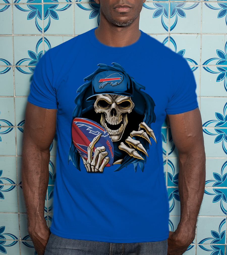 Buffalo Bills Skullbong Skeleton Football T-Shirt