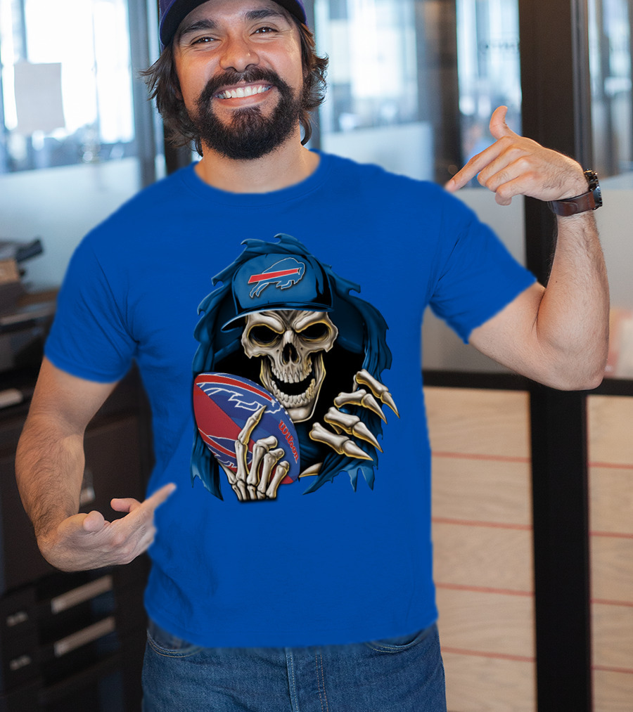 Buffalo Bills Skullbong Skeleton Football T-Shirt