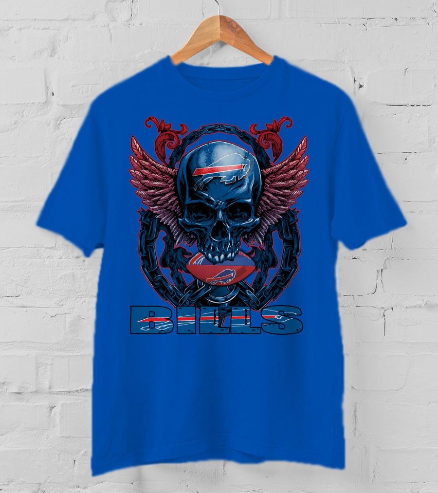 Buffalo Bills Skull With Wings And Chains T-Shirt