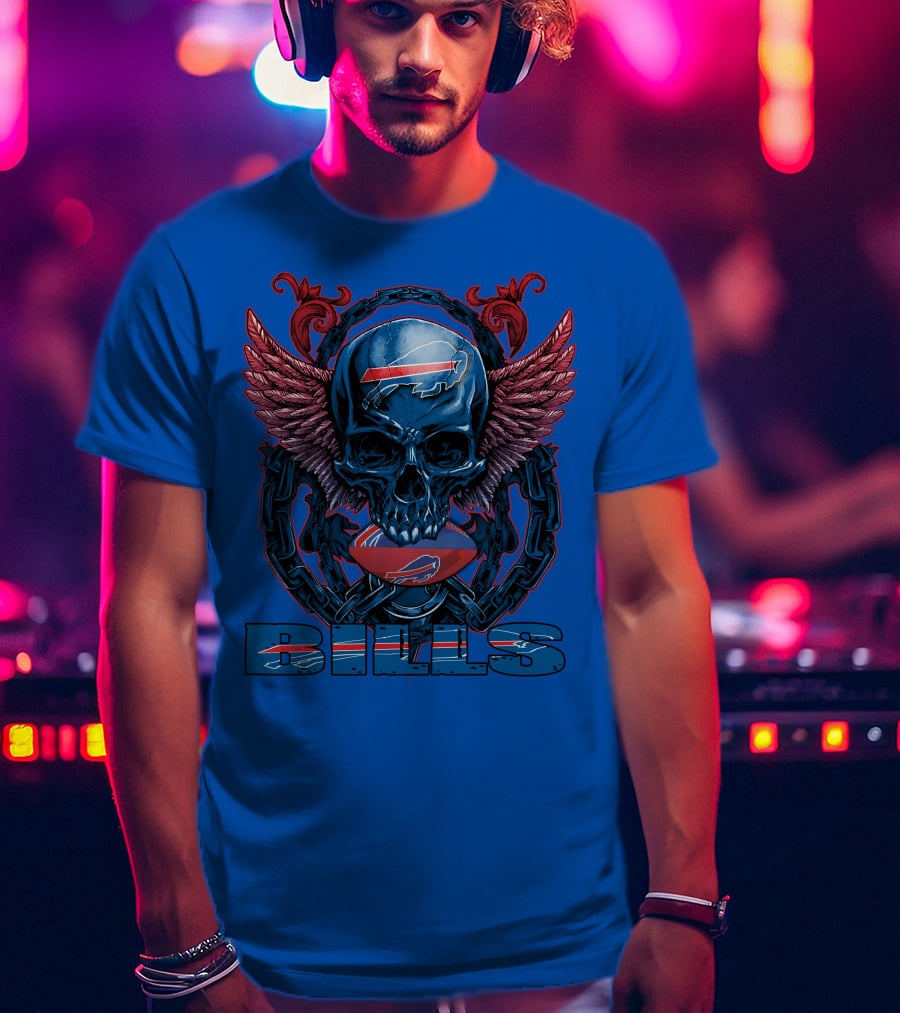 Buffalo Bills Skull With Wings And Chains T-Shirt