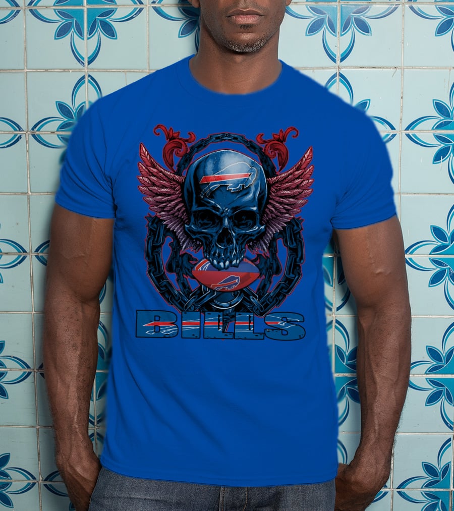 Buffalo Bills Skull With Wings And Chains T-Shirt