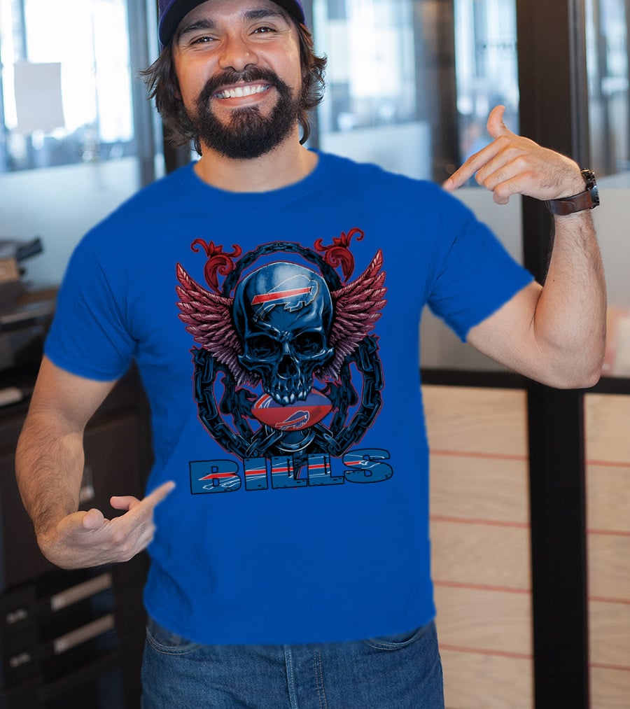Buffalo Bills Skull With Wings And Chains T-Shirt