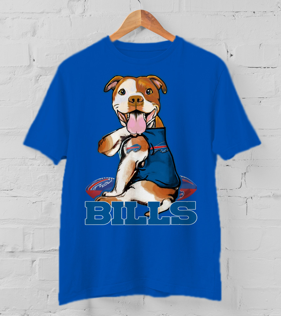 Buffalo Bills Pitbull With Footballs And Team T-Shirt