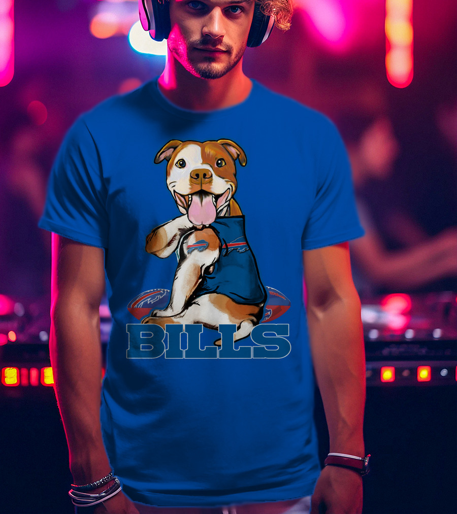 Buffalo Bills Pitbull With Footballs And Team T-Shirt