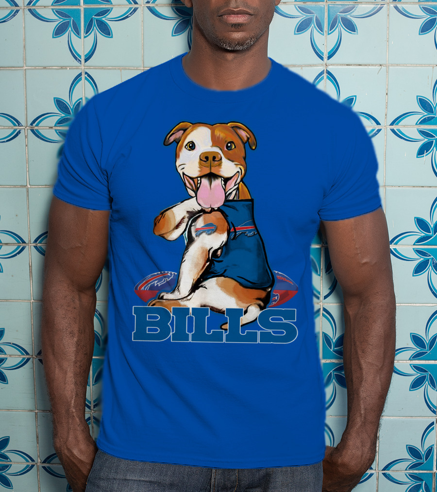Buffalo Bills Pitbull With Footballs And Team T-Shirt