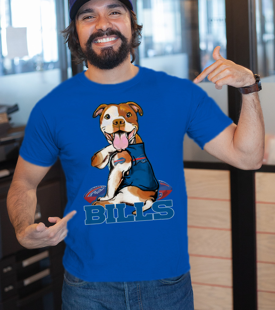 Buffalo Bills Pitbull With Footballs And Team T-Shirt