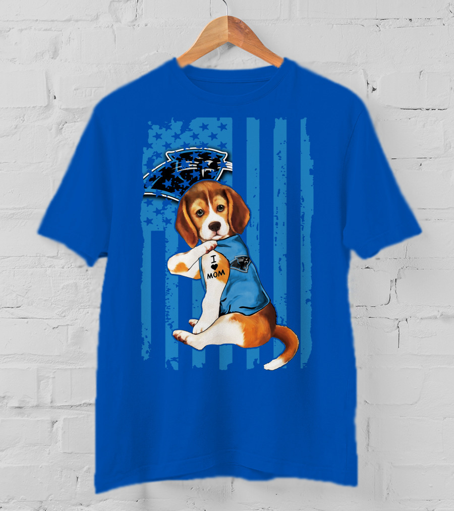 Beagle I Love Mom Carolina Panthers NFL Puppy Fan T-Shirt