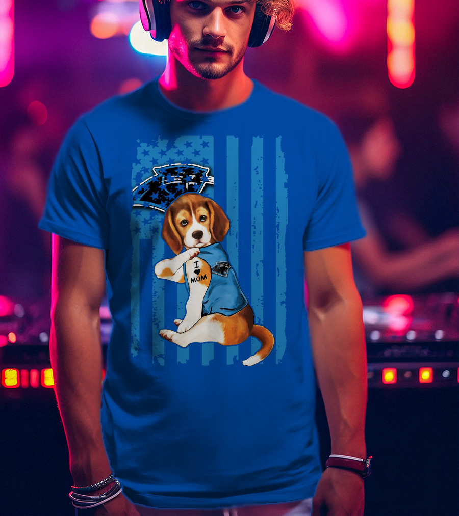 Beagle I Love Mom Carolina Panthers NFL Puppy Fan T-Shirt
