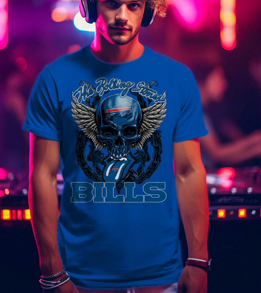 The Rolling Stones Bills Buffalo Wings And Skull Chain T-Shirt