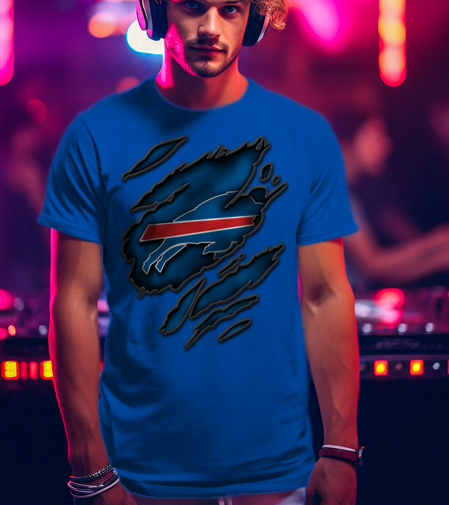 Torn Buffalo Bills Scratched T-Shirt