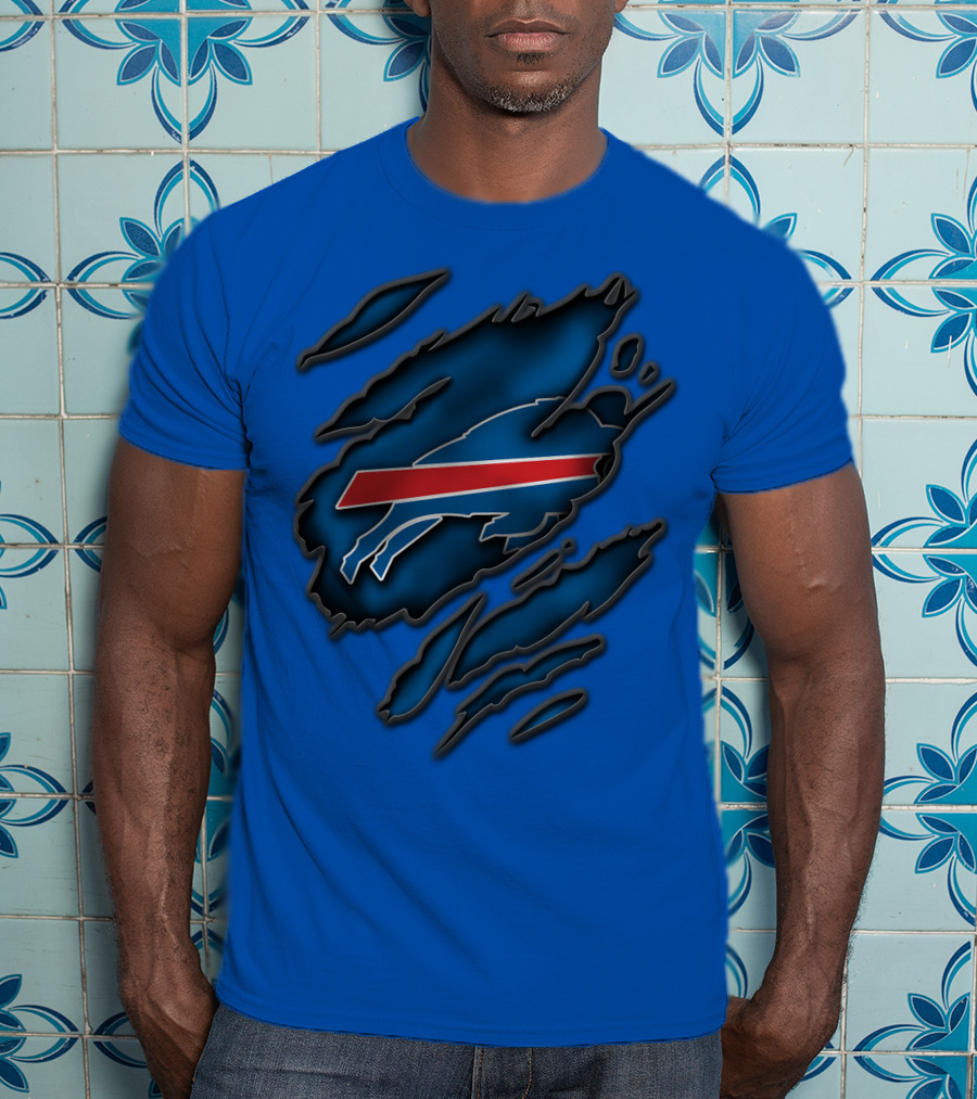 Torn Buffalo Bills Scratched T-Shirt