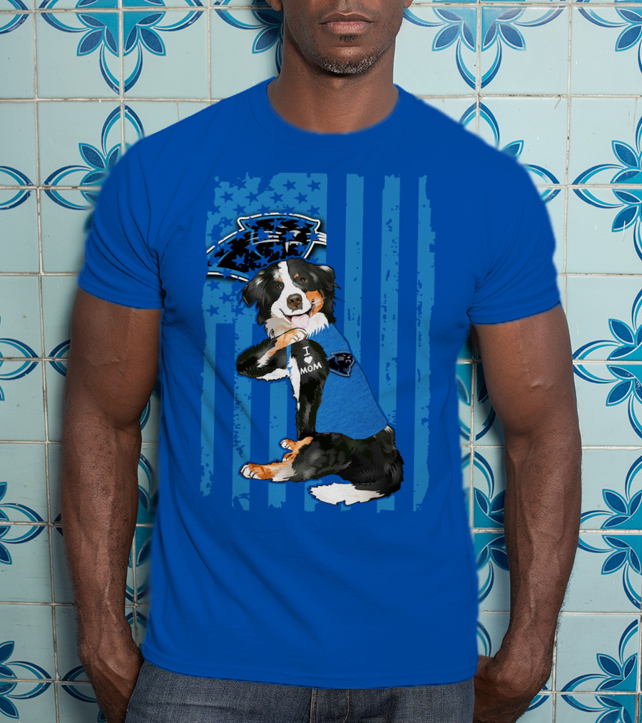 Border Collie I Love Mom Carolina Panthers T-Shirt