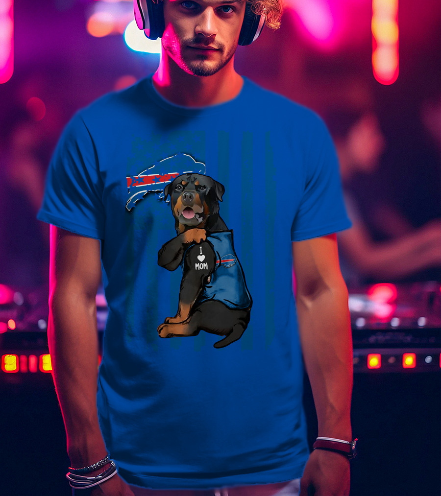 Rottweiler I Love Mom Buffalo Bills T-Shirt
