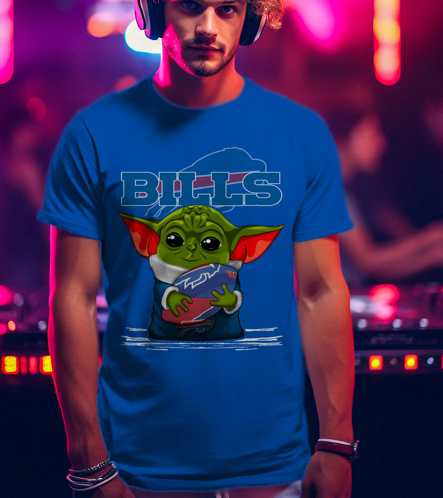 Yoda Buffalo Bills Fan Holding Football T-Shirt